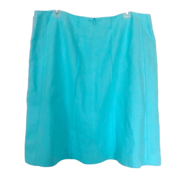 Talbots Aqua Blue Seamed Linen Skirt Size 18 - Picture 7 of 16